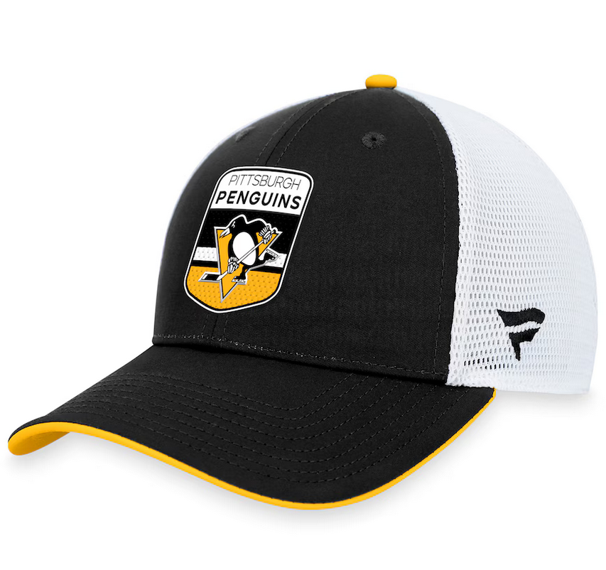 Youth Pittsburgh Penguins Fanatics Black Draft Snapback Trucker Hat