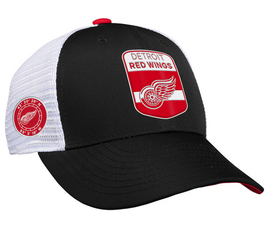 Youth Detroit Red Wings Fanatics Black Draft Snapback Trucker Hat