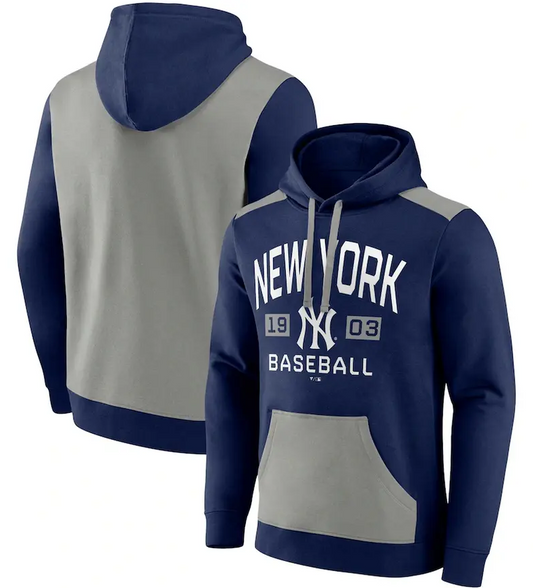 New York Yankees Fanatics Blue/Gray Chip In Team Pullover Hoodie