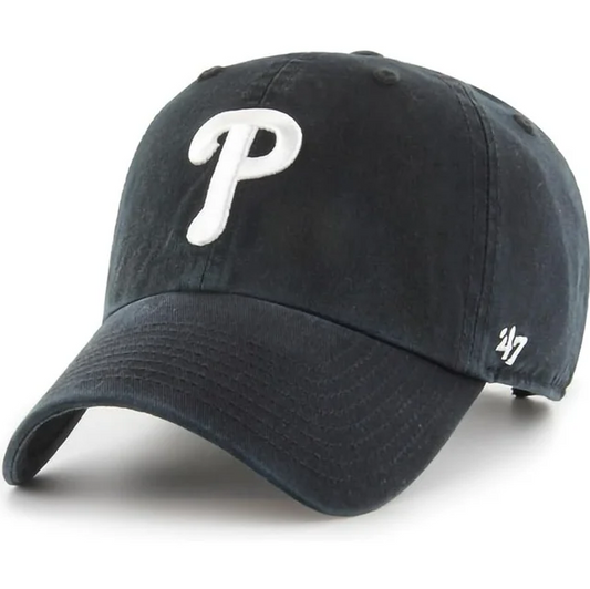 Philadelphia Phillies '47 Brand Black Clean Up Adjustable Dad Hat