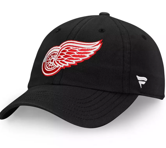 Detroit Red Wings Fanatics Brand Black Primary Logo Adjustable Dad Hat