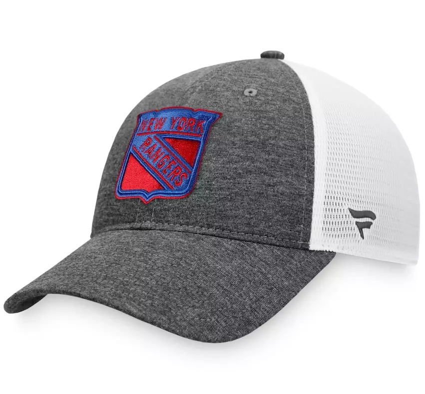 New York Rangers Fanatics Heathered Charcoal Adjustable Snapback Trucker Hat