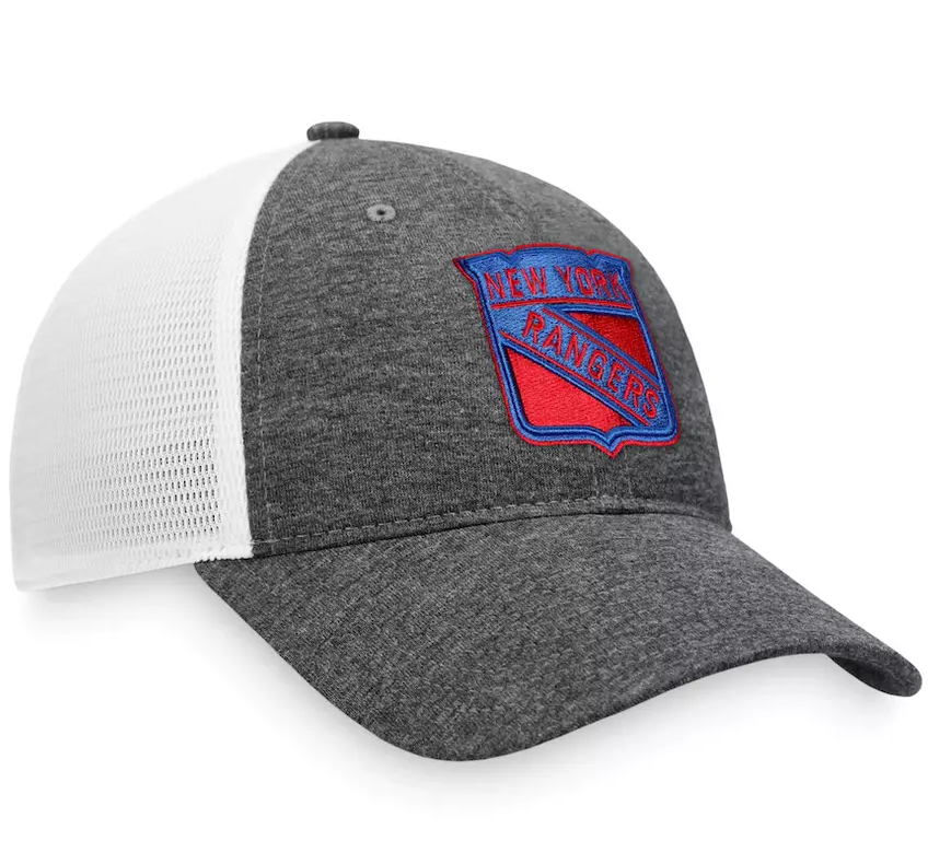 New York Rangers Fanatics Heathered Charcoal Adjustable Snapback Trucker Hat