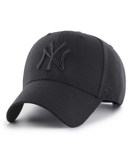 New York Yankees '47 Brand Black On Black MVP Snapback Hat