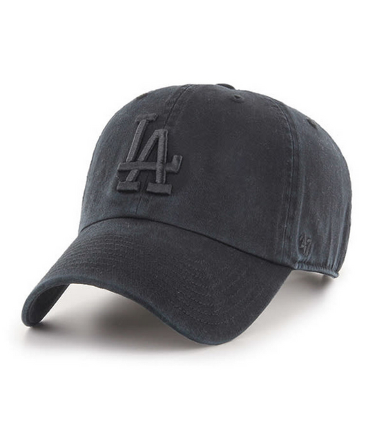 Los Angeles Dodgers '47 Brand Black On Black Clean Up Adjustable Dad Hat