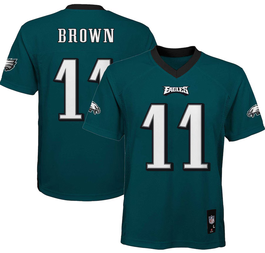 Youth Philadelphia Eagles A.J. Brown Outerstuff Green Authentic Mid-Tier Jersey