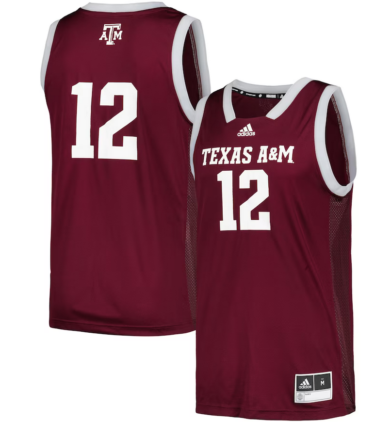 Texas A&M Aggies Adidas Men's #12 Maroon Team Swingman Jersey