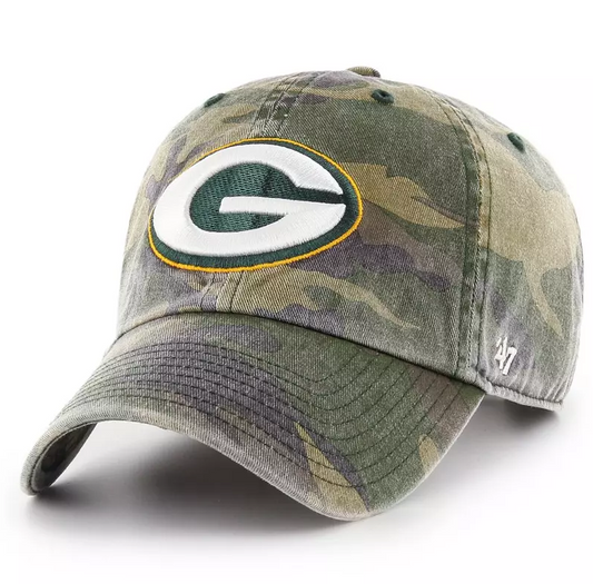 Green Bay Packers '47 Brand Camo Clean Up Adjustable Dad Hat