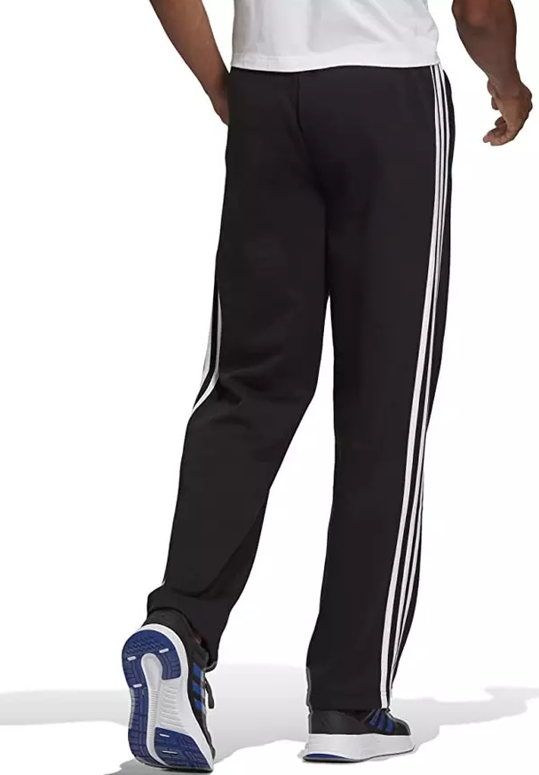 Adidas Men's Aeroready Essentials Black Elastic Three Stripe Fleece Pants