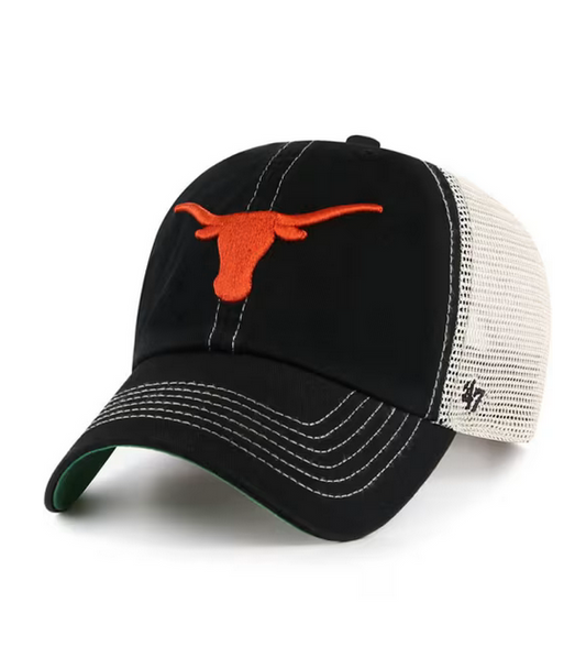 Texas Longhorns '47 Brand Black Trawler Clean Up Adjustable Trucker Dad Hat