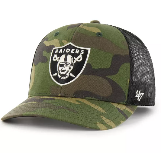 Las Vegas Raiders '47 Brand Camo Trucker Adjustable Hat