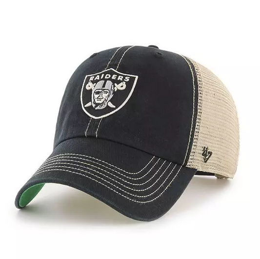 Las Vegas Raiders '47 Brand Black Trawler Clean Up Adjustable Trucker Dad Hat