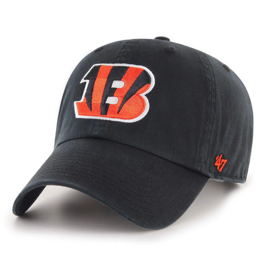 Cincinnati Bengals '47 Brand Black Clean Up Adjustable Dad Hat