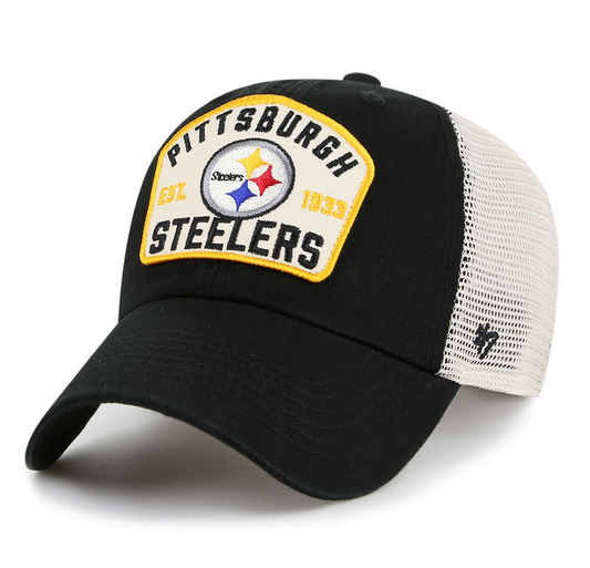 Pittsburgh Steelers '47 Brand Black McCall Clean Up Adjustable Trucker Dad Hat