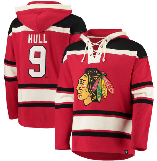 Chicago Blackhawks Bobby Hull '47 Brand Red Superior Lacer Pullover Hoodie