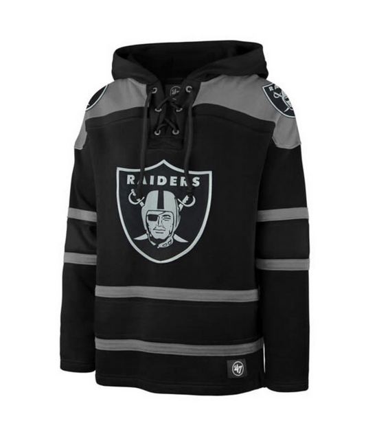 Las Vegas Raiders '47 Brand Black Superior Lacer Pullover Hoodie