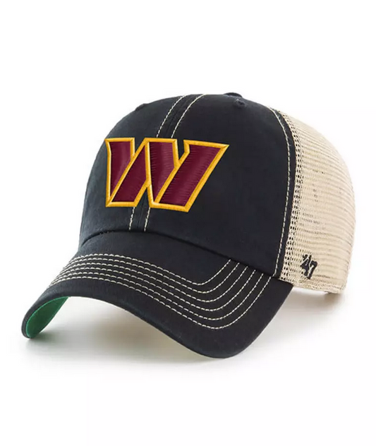 Washington Commanders '47 Brand Black Trawler Clean Up Adjustable Trucker Dad Hat