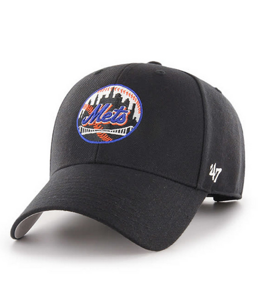 New York Mets '47 Brand Black Cooperstown MVP Adjustable Hat