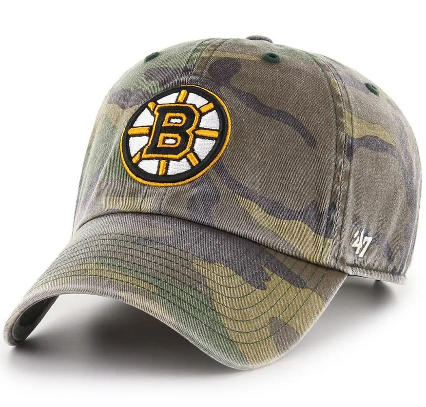 Boston Bruins '47 Brand Camo Clean Up Adjustable Dad Hat