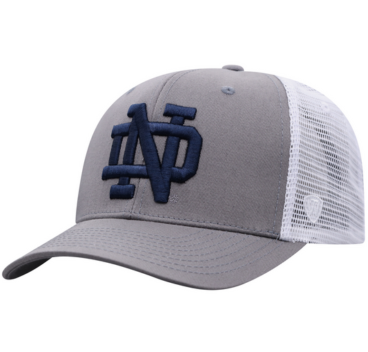 Notre Dame Fighting Irish Top Of The World Gray Victory Trucker Hat