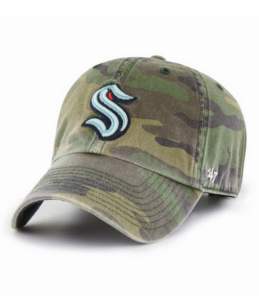 Seattle Kraken '47 Brand Camo Clean Up Adjustable Dad Hat