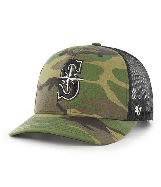 Seattle Mariners '47 Brand Camo Trucker Adjustable Hat