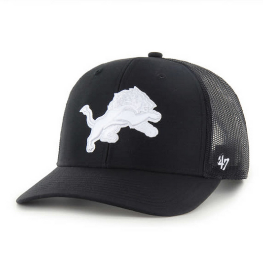 Detroit Lions '47 Brand Black Trucker Adjustable Strapback Hat