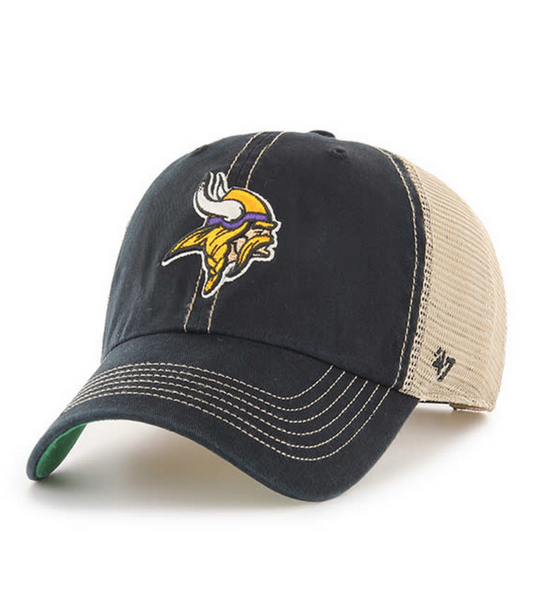 Minnesota Vikings '47 Brand Black Trawler Clean Up Adjustable Trucker Dad Hat
