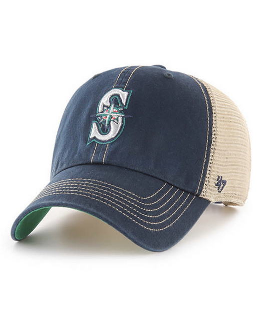 Seattle Mariners '47 Brand Navy Blue Trawler Clean Up Adjustable Trucker Dad Hat