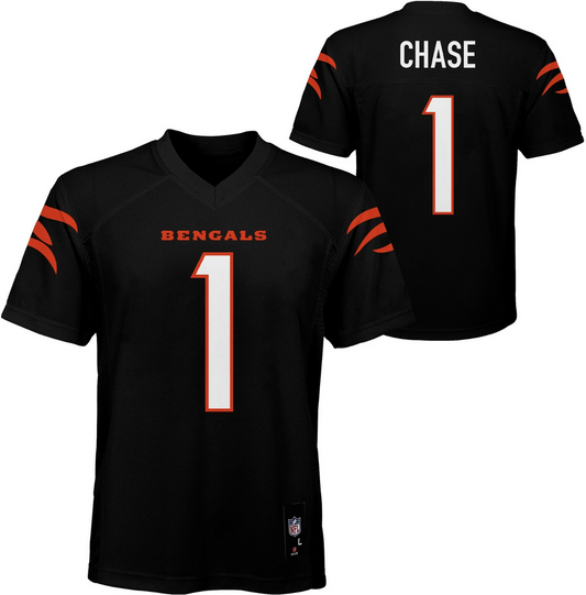 Youth Cincinnati Bengals Ja'Marr Chase Outerstuff Black Authentic Mid-Tier Jersey