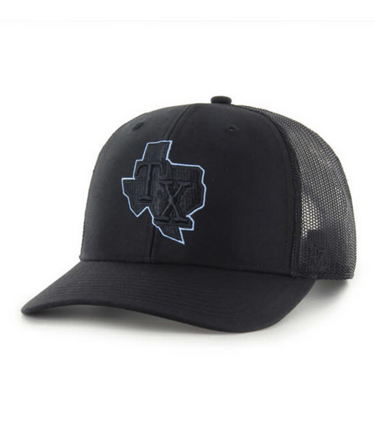 Texas Rangers '47 Brand Black Trucker Adjustable Hat
