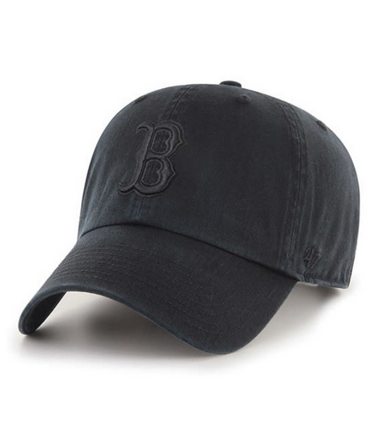 Boston Red Sox '47 Brand Black On Black Clean Up Adjustable Dad Hat