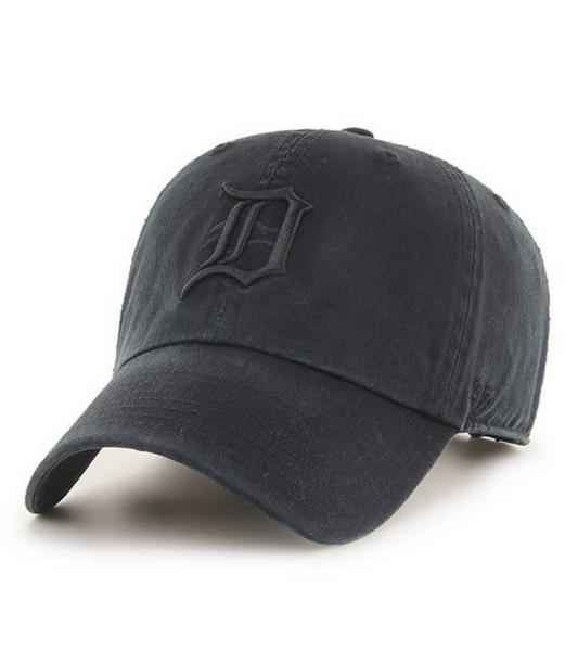 Detroit Tigers '47 Brand Black On Black Clean Up Adjustable Dad Hat