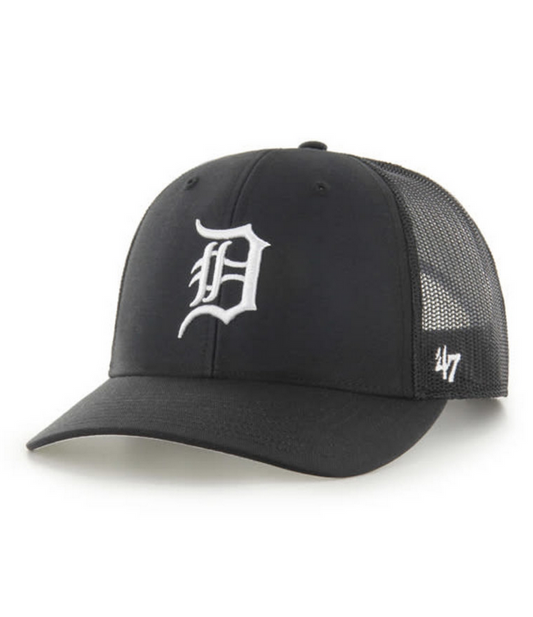 Detroit Tigers '47 Brand Black Trucker Adjustable Hat
