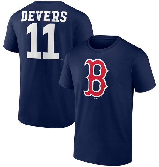 Boston Red Sox Rafael Devers Fanatics Navy Blue Name And Number Jersey T-Shirt
