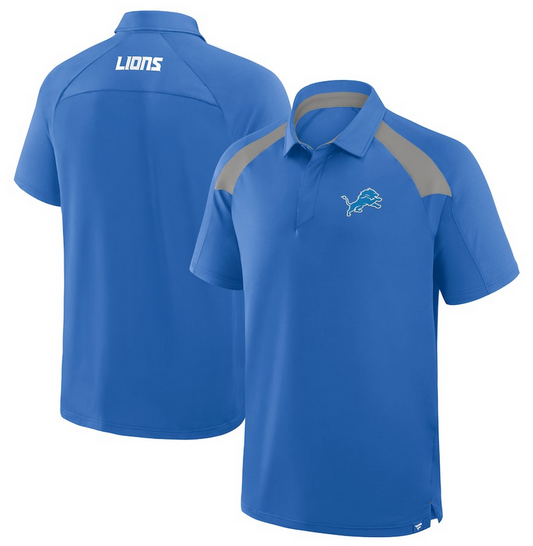 Detroit Lions Fanatics Blue Back Around Polo Golf Shirt