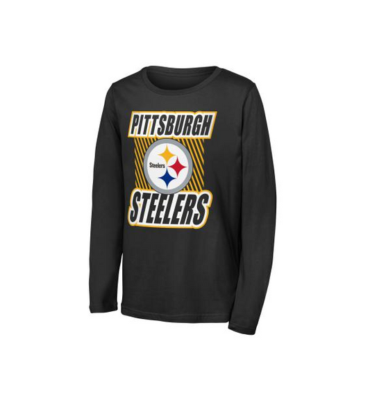 Youth Pittsburgh Steelers Outerstuff Black Never Settle Long Sleeve T-Shirt