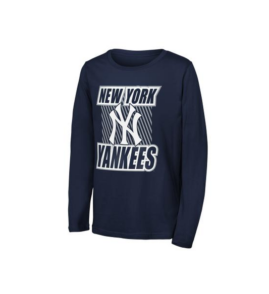 Youth New York Yankees Outerstuff Navy Blue Never Settle Long Sleeve T-Shirt