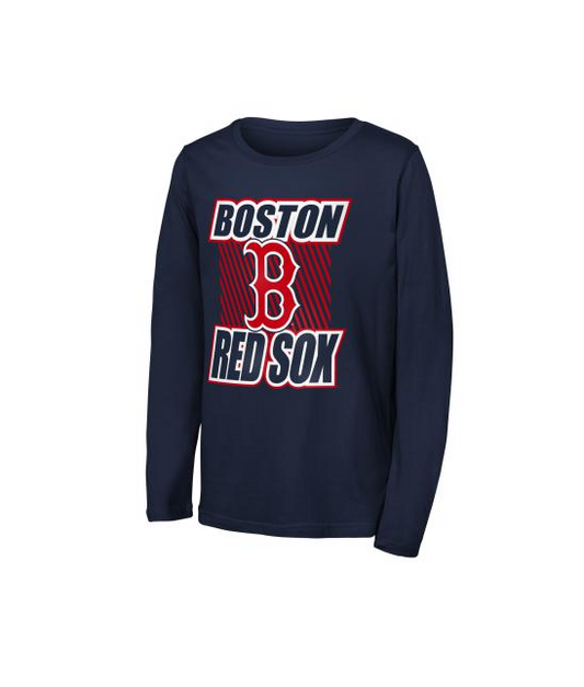 Youth Boston Red Sox Outerstuff Navy Blue Never Settle Long Sleeve T-Shirt