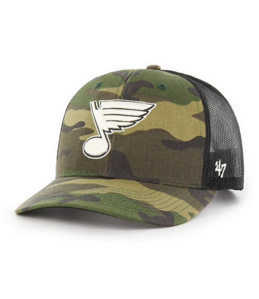 St. Louis Blues '47 Brand Camo Trucker Adjustable Hat