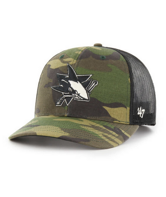 San Jose Sharks '47 Brand Camo Trucker Adjustable Hat