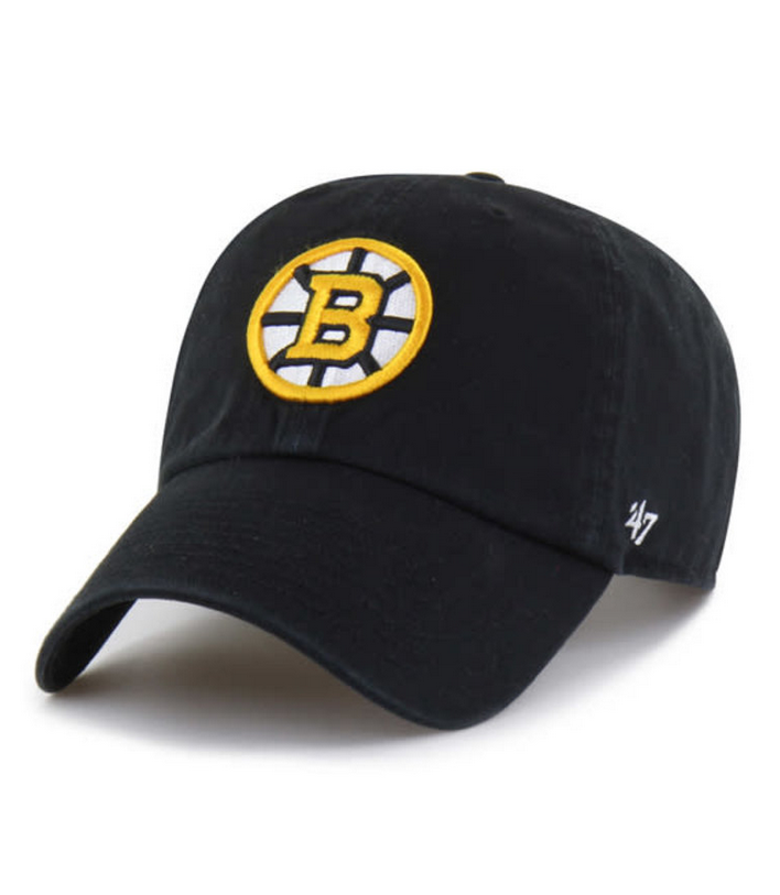 Boston Bruins '47 Brand Black Clean Up Adjustable Dad Hat