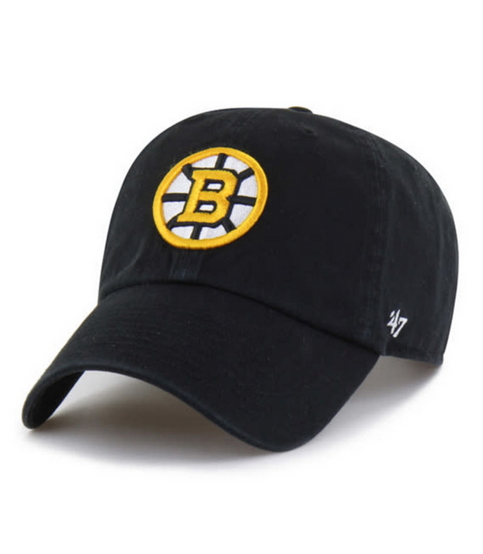 Boston Bruins '47 Brand Black Clean Up Adjustable Dad Hat