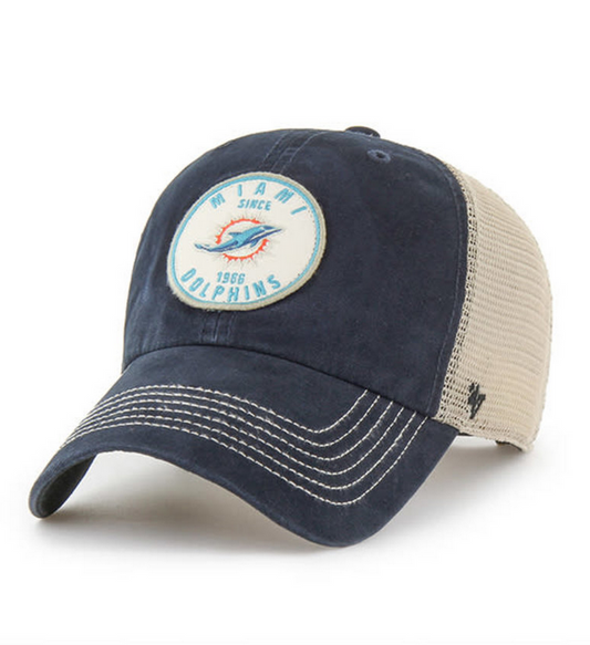Miami Dolphins '47 Brand Black Pitstop Clean Up Adjustable Trucker Dad Hat