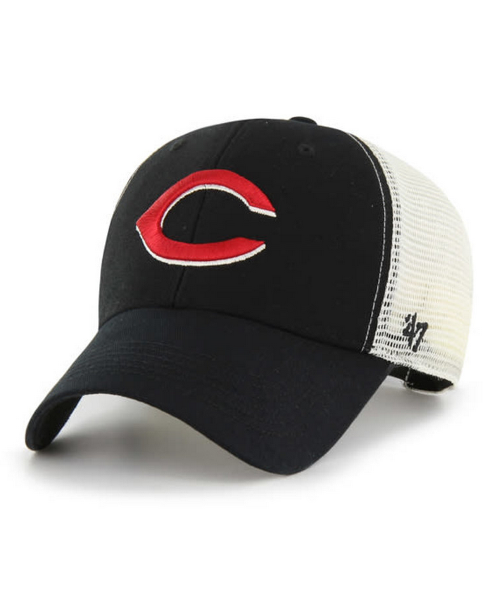 Cincinnati Reds '47 Brand Black MVP Flagship Adjustable Trucker Hat