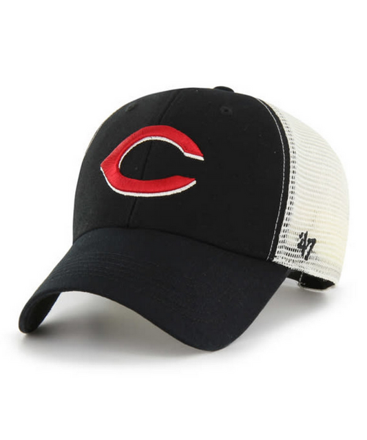 Cincinnati Reds '47 Brand Black MVP Flagship Adjustable Trucker Hat