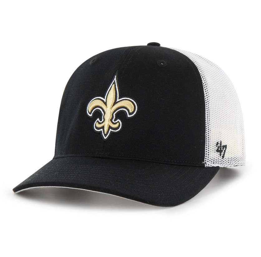 New Orleans Saints '47 Brand Black Trucker Adjustable Hat