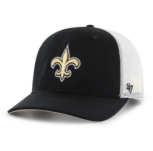 New Orleans Saints '47 Brand Black Trucker Adjustable Hat