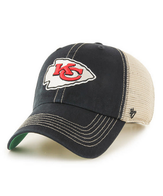Kansas City Chiefs '47 Brand Black Trawler Clean Up Adjustable Trucker Dad Hat