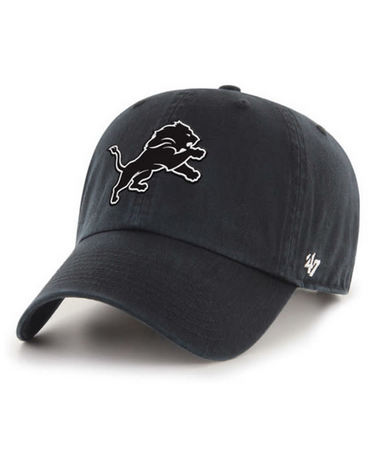 Detroit Lions '47 Brand Black Clean Up Adjustable Dad Hat
